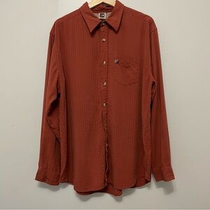 The North Face Men's Shirt Size Large Fine Stripes Rust Colour Chest Pocket